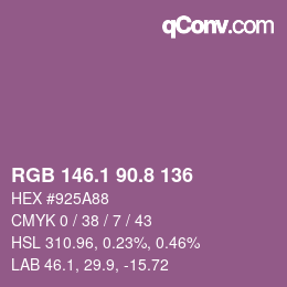 カラーコード: RGB 146.1 90.8 136 | qconv.com