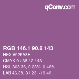 カラーコード: RGB 146.1 90.8 143 | qconv.com