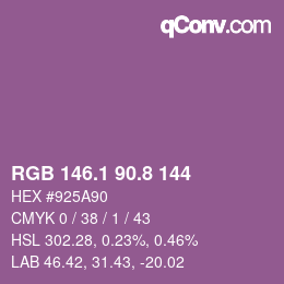 カラーコード: RGB 146.1 90.8 144 | qconv.com