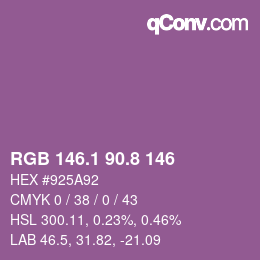 カラーコード: RGB 146.1 90.8 146 | qconv.com
