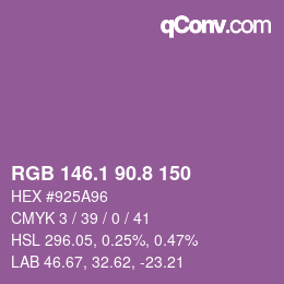 カラーコード: RGB 146.1 90.8 150 | qconv.com