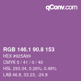 カラーコード: RGB 146.1 90.8 153 | qconv.com