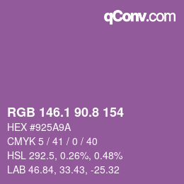 カラーコード: RGB 146.1 90.8 154 | qconv.com
