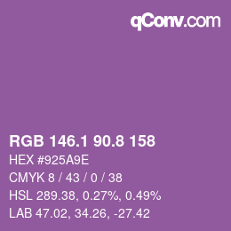 カラーコード: RGB 146.1 90.8 158 | qconv.com