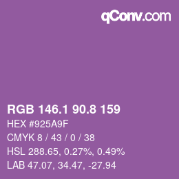カラーコード: RGB 146.1 90.8 159 | qconv.com