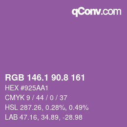 カラーコード: RGB 146.1 90.8 161 | qconv.com