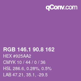 カラーコード: RGB 146.1 90.8 162 | qconv.com