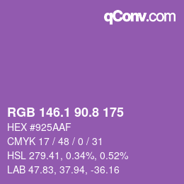 カラーコード: RGB 146.1 90.8 175 | qconv.com