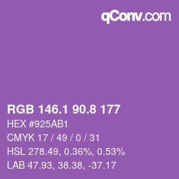 カラーコード: RGB 146.1 90.8 177 | qconv.com