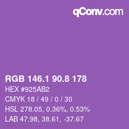 カラーコード: RGB 146.1 90.8 178 | qconv.com