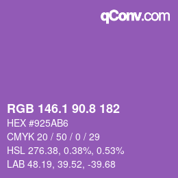 カラーコード: RGB 146.1 90.8 182 | qconv.com