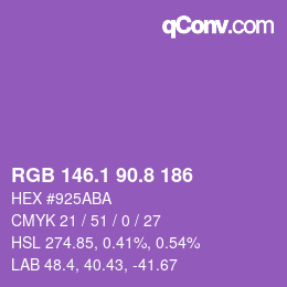 カラーコード: RGB 146.1 90.8 186 | qconv.com