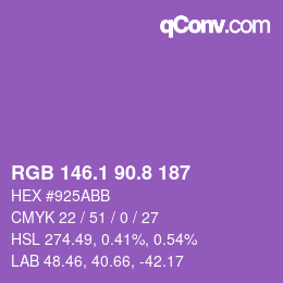 カラーコード: RGB 146.1 90.8 187 | qconv.com