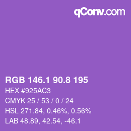 カラーコード: RGB 146.1 90.8 195 | qconv.com