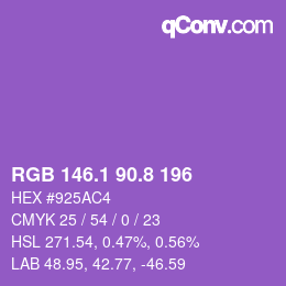 カラーコード: RGB 146.1 90.8 196 | qconv.com