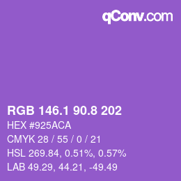 カラーコード: RGB 146.1 90.8 202 | qconv.com
