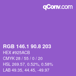 カラーコード: RGB 146.1 90.8 203 | qconv.com