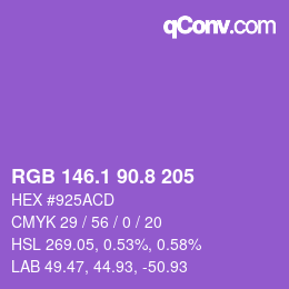 カラーコード: RGB 146.1 90.8 205 | qconv.com