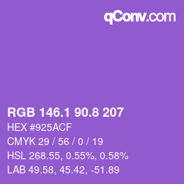 カラーコード: RGB 146.1 90.8 207 | qconv.com