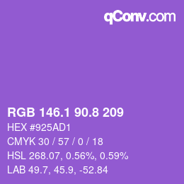 カラーコード: RGB 146.1 90.8 209 | qconv.com