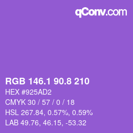 カラーコード: RGB 146.1 90.8 210 | qconv.com