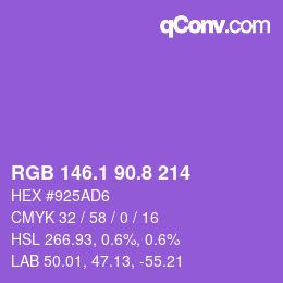 カラーコード: RGB 146.1 90.8 214 | qconv.com