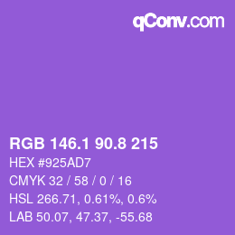 カラーコード: RGB 146.1 90.8 215 | qconv.com