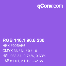 カラーコード: RGB 146.1 90.8 230 | qconv.com