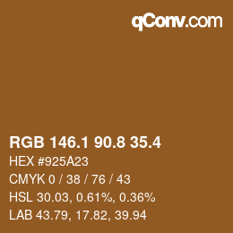 カラーコード: RGB 146.1 90.8 35.4 | qconv.com