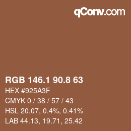カラーコード: RGB 146.1 90.8 63 | qconv.com