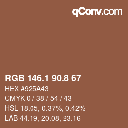 カラーコード: RGB 146.1 90.8 67 | qconv.com