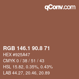 Color code: RGB 146.1 90.8 71 | qconv.com