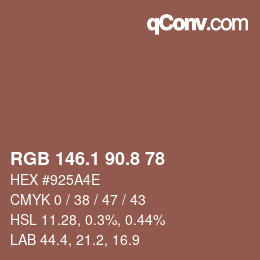 カラーコード: RGB 146.1 90.8 78 | qconv.com