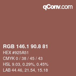 Color code: RGB 146.1 90.8 81 | qconv.com