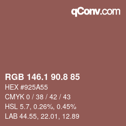 Color code: RGB 146.1 90.8 85 | qconv.com
