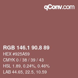 Color code: RGB 146.1 90.8 89 | qconv.com