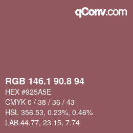 Color code: RGB 146.1 90.8 94 | qconv.com
