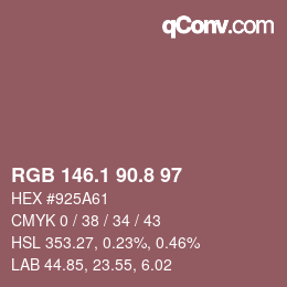 カラーコード: RGB 146.1 90.8 97 | qconv.com