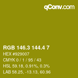 カラーコード: RGB 146.3 144.4 7 | qconv.com