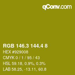 カラーコード: RGB 146.3 144.4 8 | qconv.com
