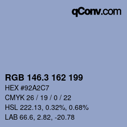 カラーコード: RGB 146.3 162 199 | qconv.com