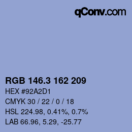 カラーコード: RGB 146.3 162 209 | qconv.com
