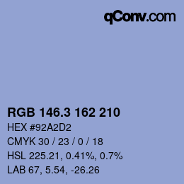 カラーコード: RGB 146.3 162 210 | qconv.com