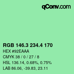カラーコード: RGB 146.3 234.4 170 | qconv.com