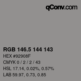 Color code: RGB 146.5 144 143 | qconv.com