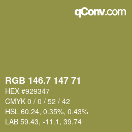 カラーコード: RGB 146.7 147 71 | qconv.com