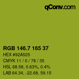 カラーコード: RGB 146.7 165 37 | qconv.com