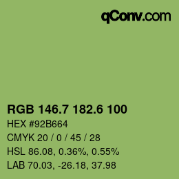 カラーコード: RGB 146.7 182.6 100 | qconv.com
