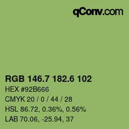 カラーコード: RGB 146.7 182.6 102 | qconv.com