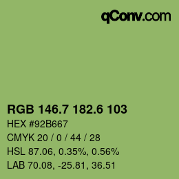 カラーコード: RGB 146.7 182.6 103 | qconv.com